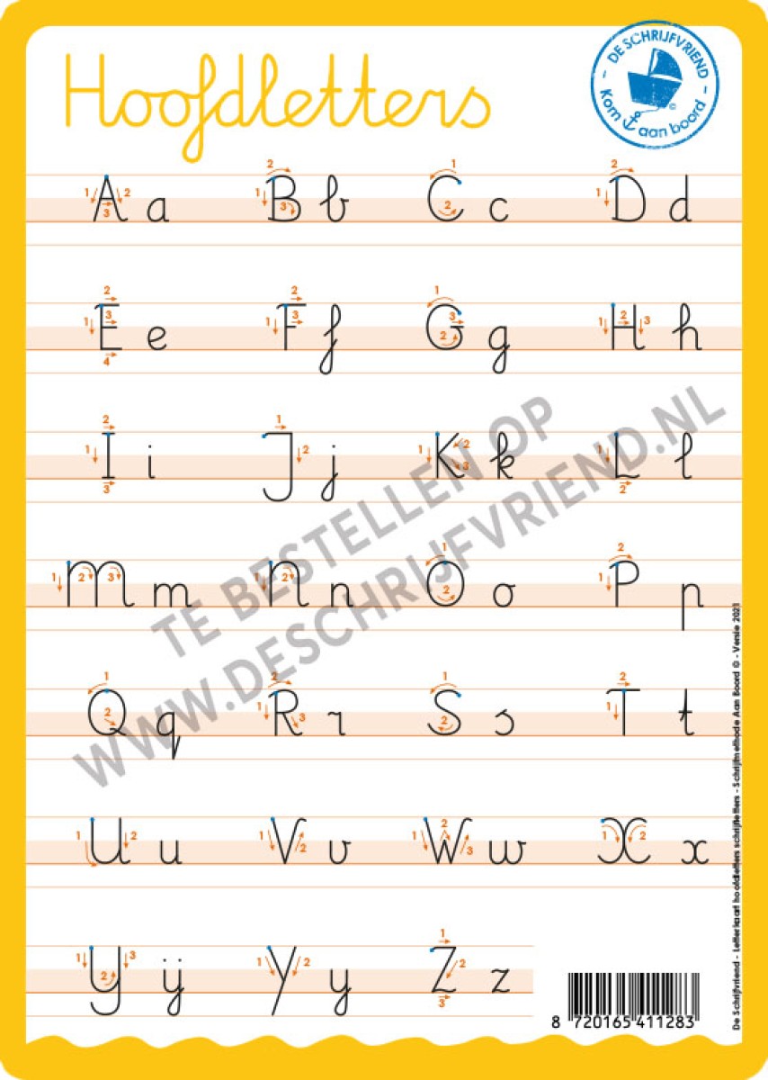 Letterkaart Hoofdletters Verbonden Schrift Letterkaart Hoofdletters Verbonden Schrift